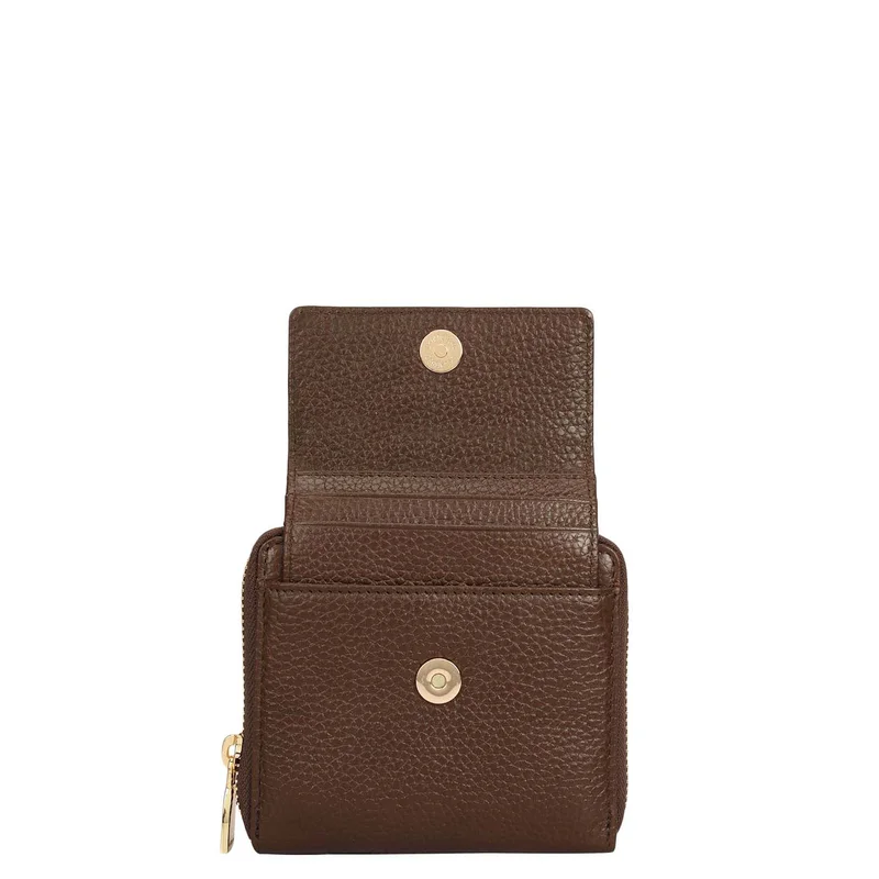 Da Milano Mocha Wax Leather Ladies Wallet - Mocha for Women | Best Price UAE